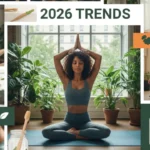 Diverse young adults in 2026 lifestyle trends collage with home gardening reading exercising meditation representing top lifestyle trends
