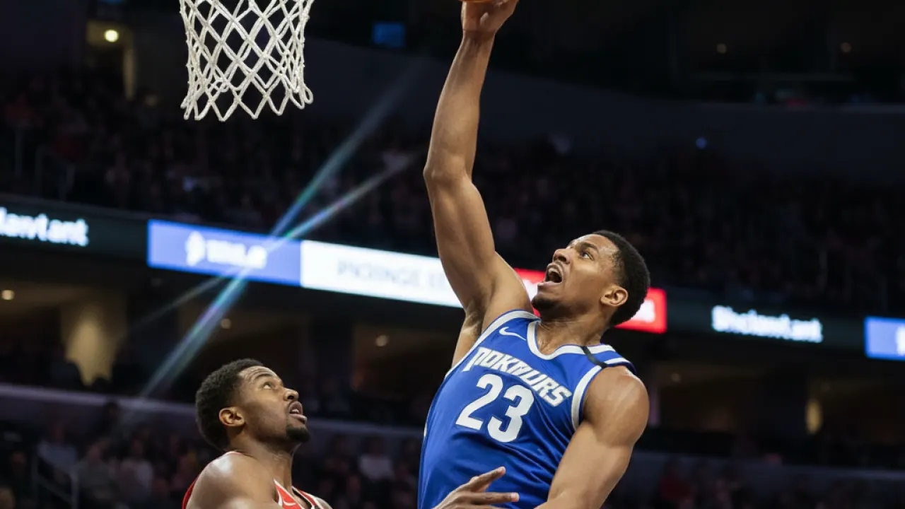NBA Defender Blocking Shot at the Rim NBA defender mid-air blocking a shot at the rim, representing the defensive side of the best player debate