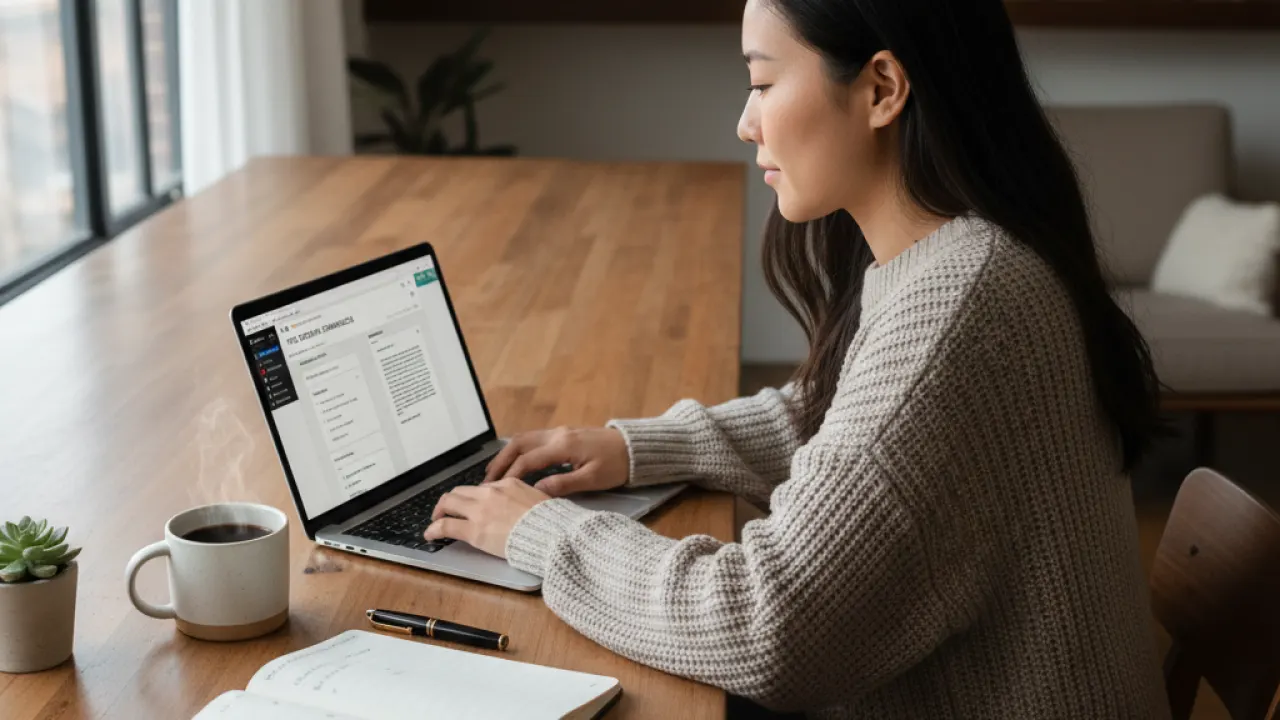 Creator writing a newsletter on a laptop, representing the rise of newsletter platforms in the 2026 social media landscape