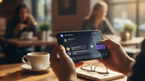 Smartphone showing a private community chat interface, representing the shift to private messaging communities