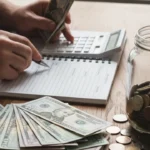 Person counting cash with calculator and savings jar on wooden table representing how to save money fast 2026