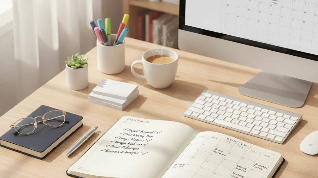 daily focus plan and checklist to help you concentrate and finish important tasks