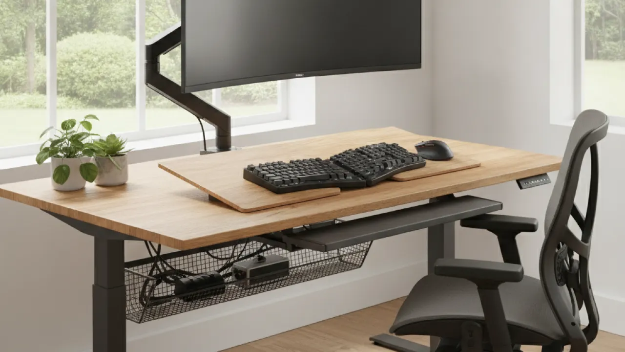 home office setup tips ergonomic standing desk