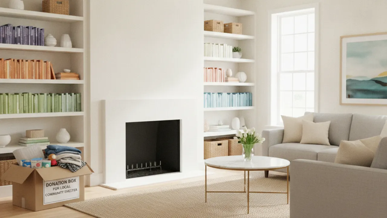 how to declutter home living room with donation box