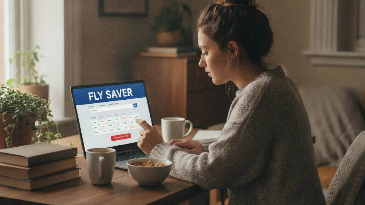 Person searching for cheap flights on a laptop