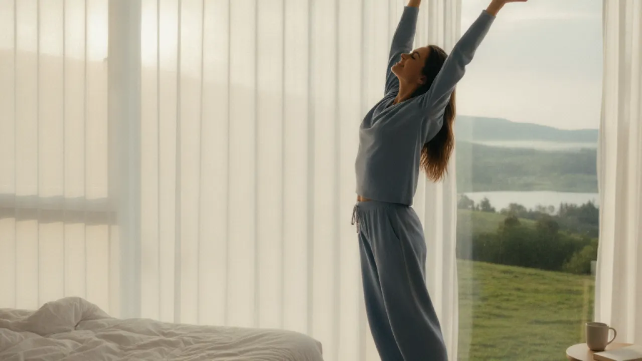 Person waking up early in the morning feeling energized