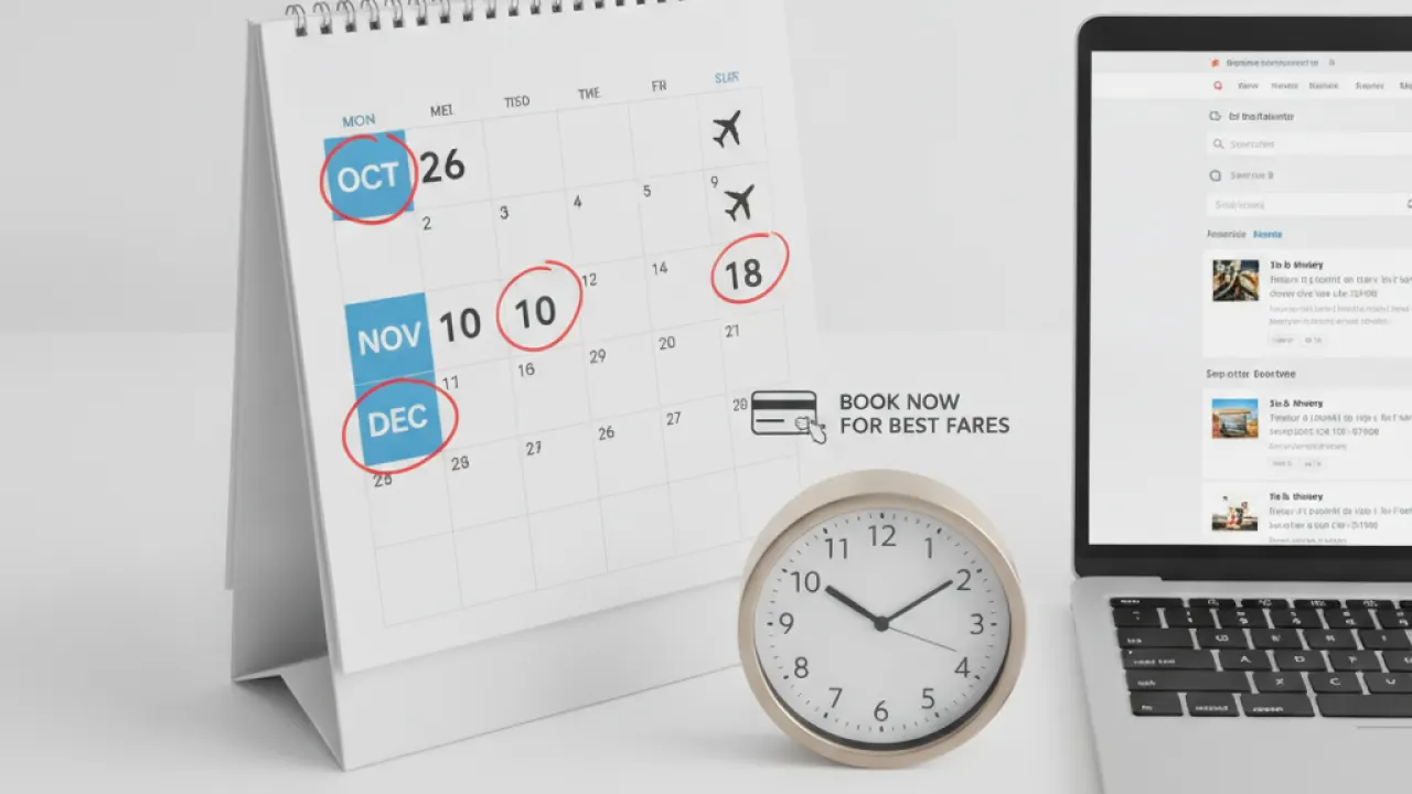 Calendar showing the best days to book cheap flights