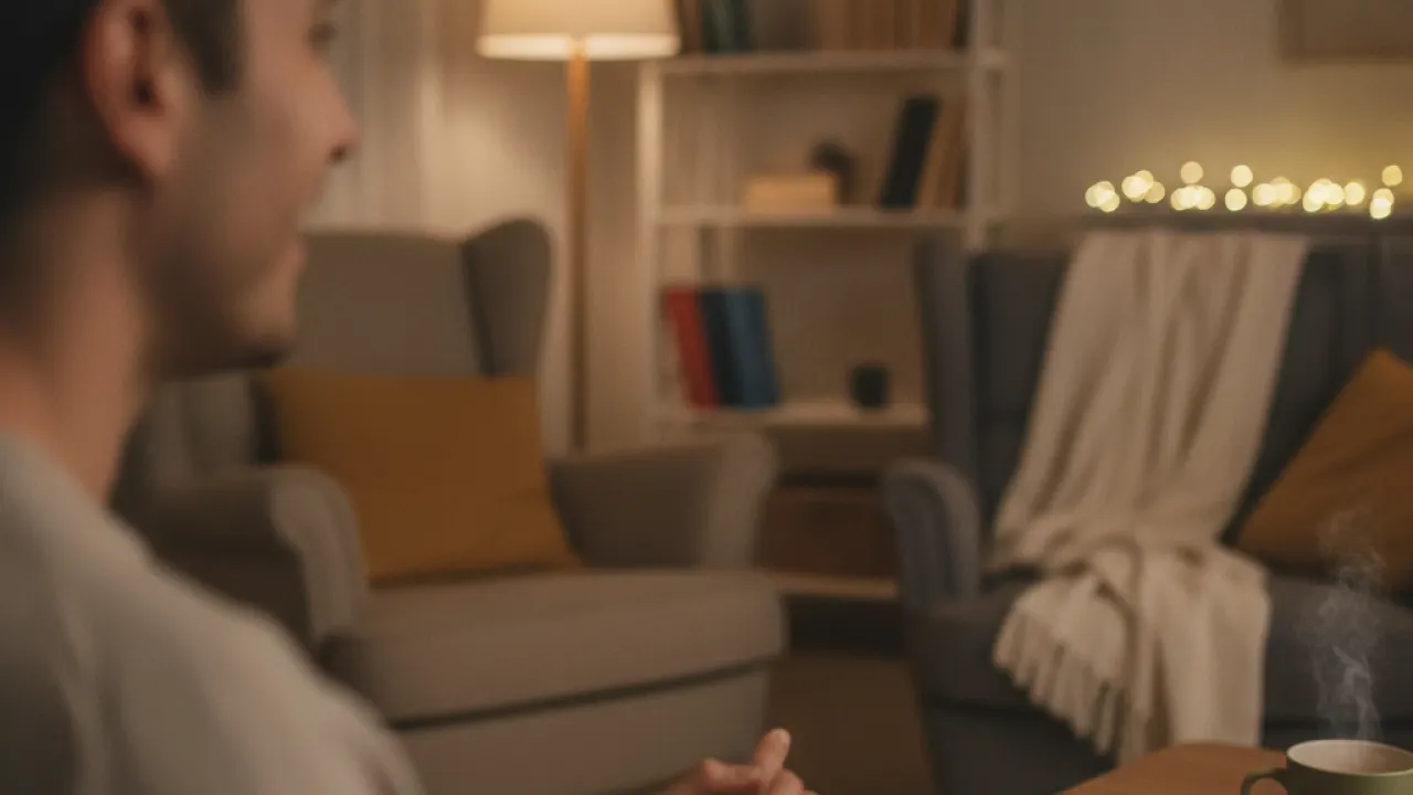 Person actively listening to a friend with full attention and eye contact