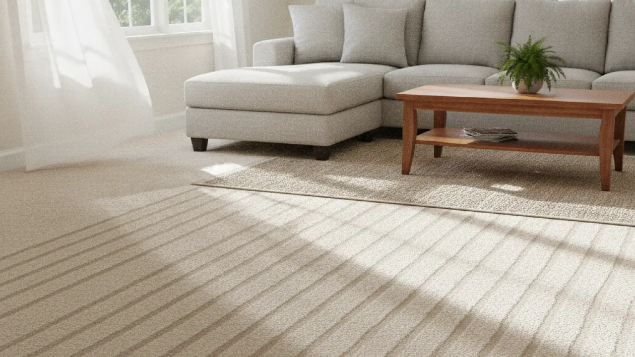 Freshly cleaned living room with sunlight streaming through open windows