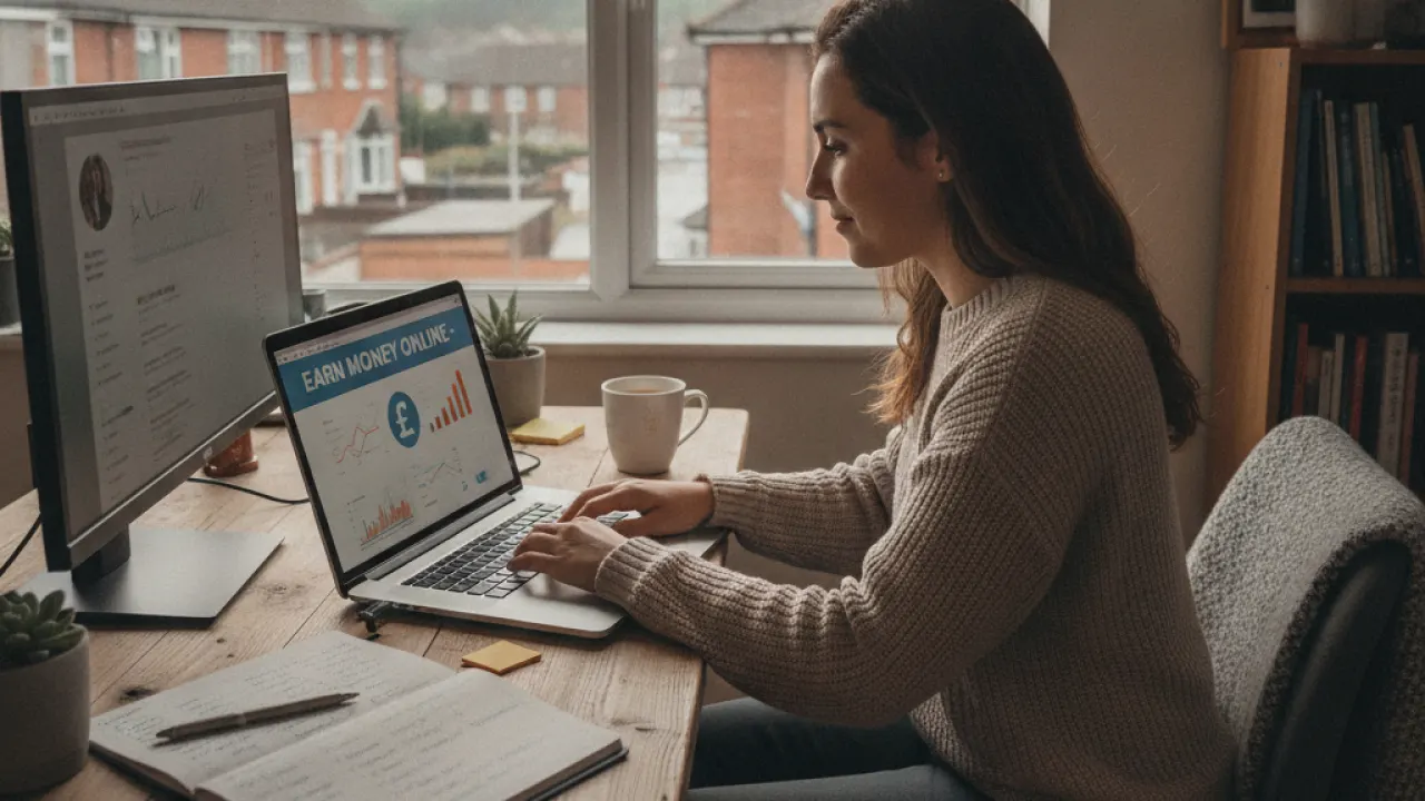 side hustle ideas uk person working from home earning extra money
