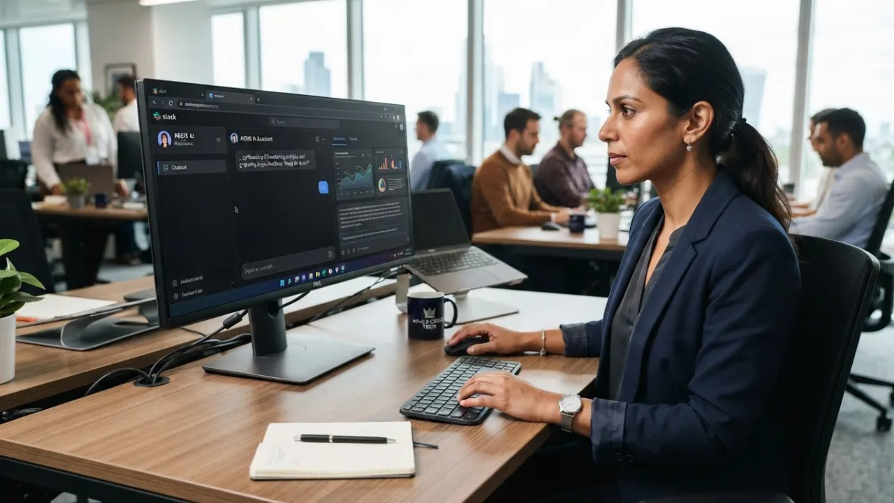 AI business solutions - person working with AI assistant on desktop screen