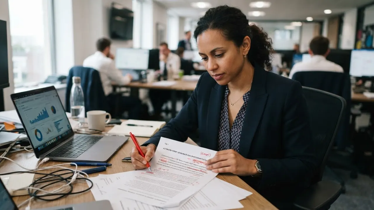 person reviewing and correcting AI generated document