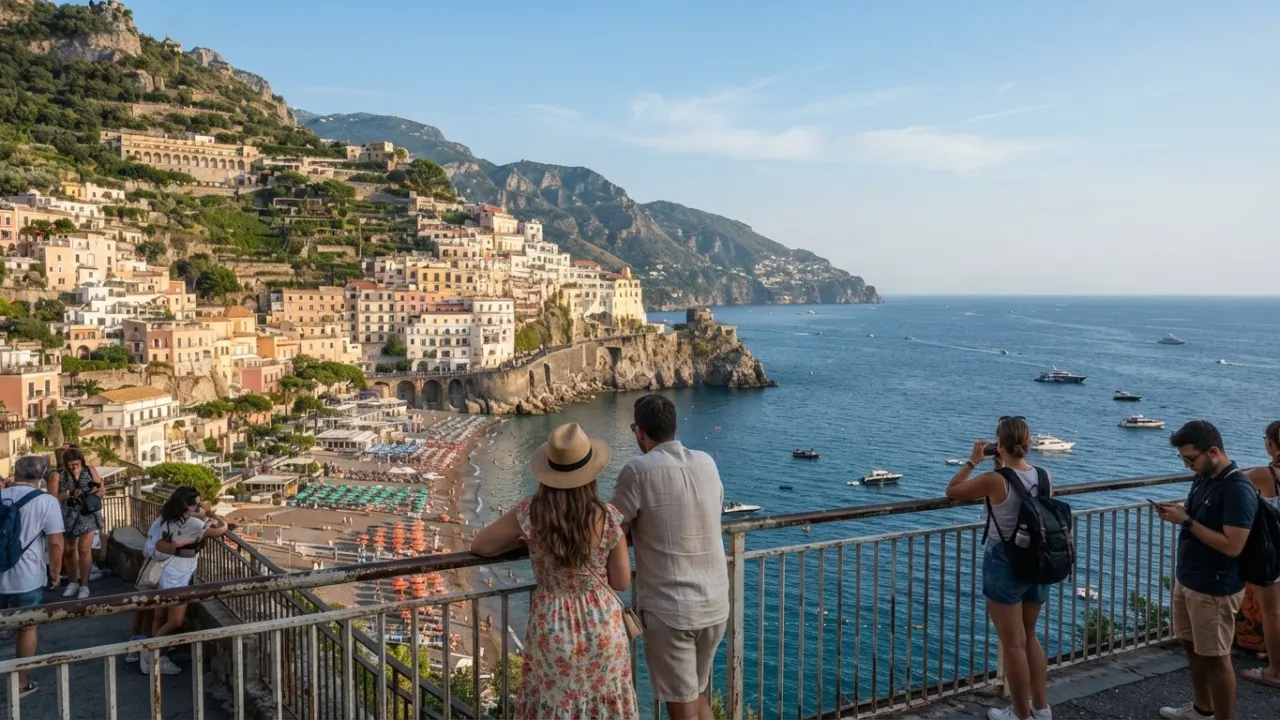Cliffside towns and blue sea along Italy's Amalfi Coast