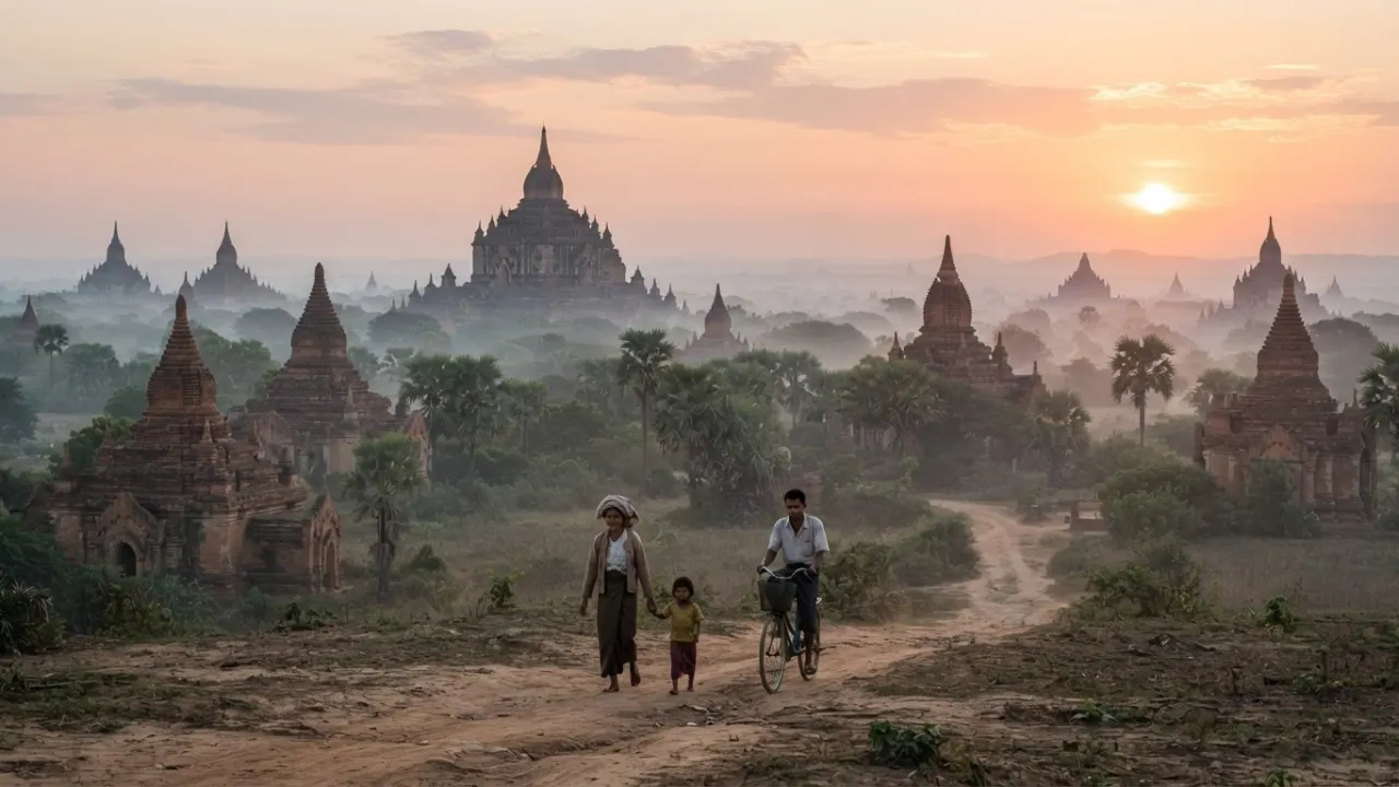 most beautiful places in the world bagan myanmar temples sunrise hot air balloon plains