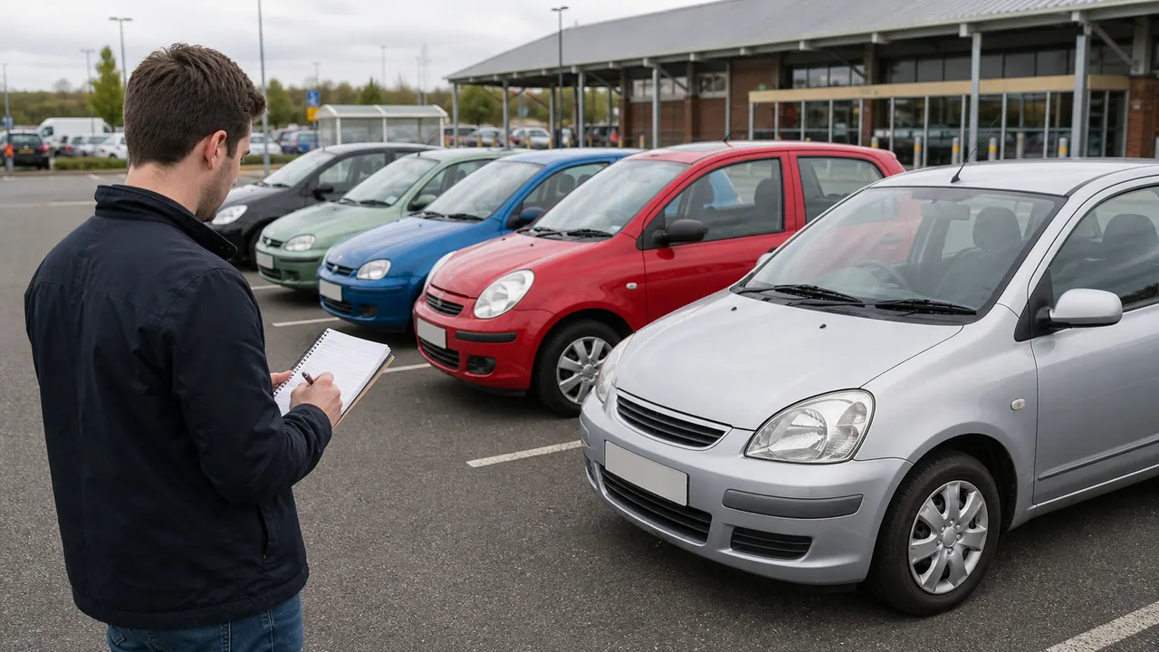 best used cars UK under 5000 shortlist at a used car forecourt