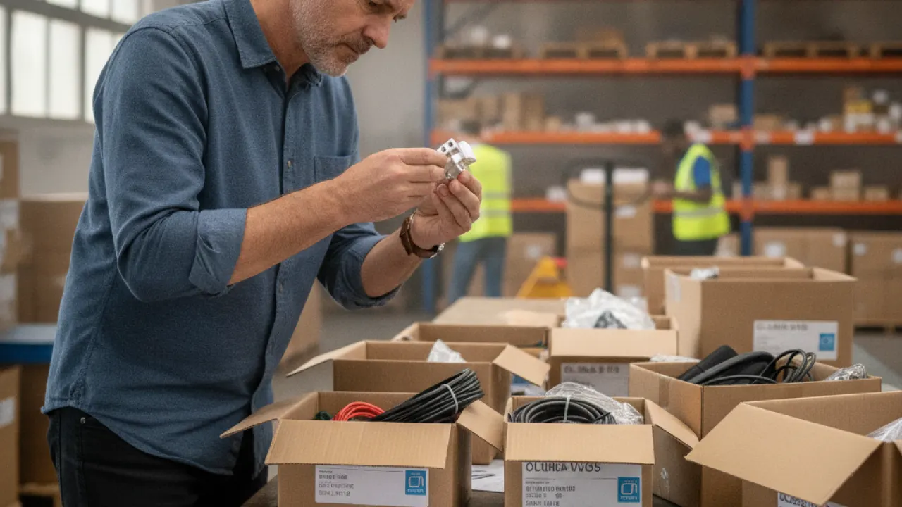 amazon fba uk supplier product samples being reviewed on workbench
