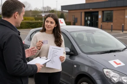 driving test UK tips learner preparing with instructor at test centre