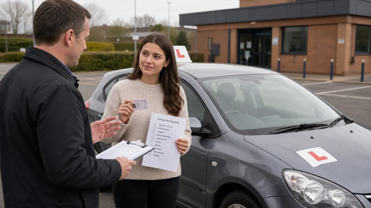 driving test UK tips learner preparing with instructor at test centre