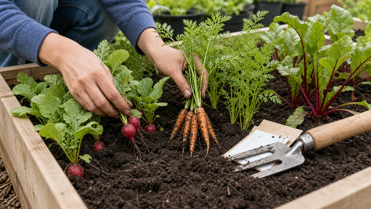 easy vegetables to grow at home radishes and carrots in loose soil