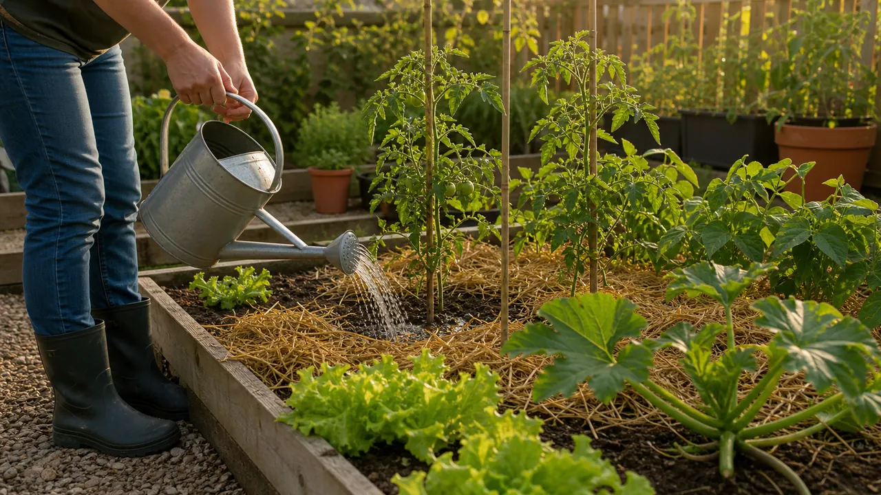 easy vegetables to grow at home watering soil around young plants
