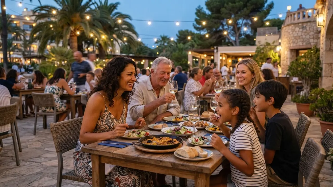 family meal at a resort restaurant
