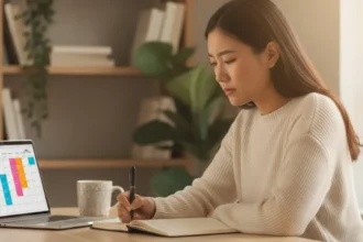 how to stop procrastinating woman focused desk planning productive