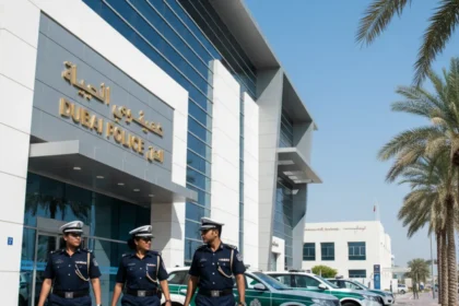 naif police station dubai exterior police officers on duty