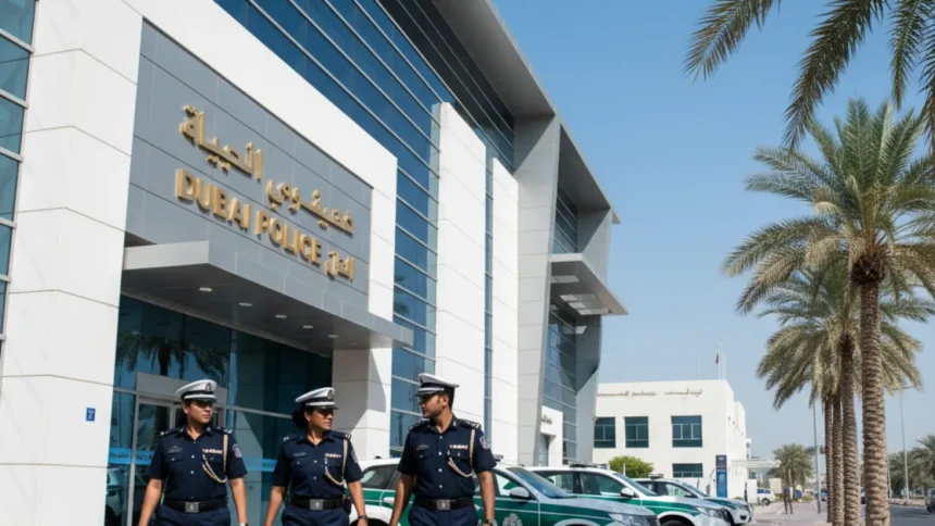 naif police station dubai exterior police officers on duty
