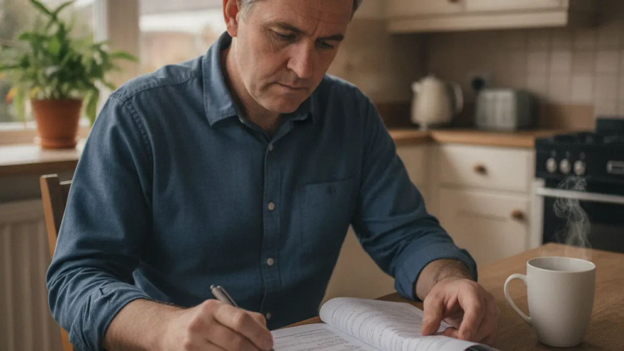 income tax rates UK 2026 man reviewing HMRC tax statement at home