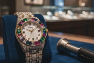 most expensive watch in the world diamond encrusted luxury boutique display