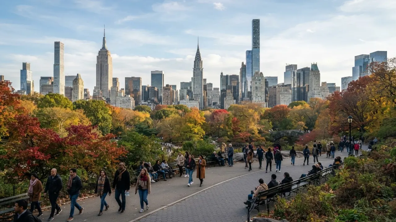 best places to visit in the US - New York City skyline with Central Park in autumn