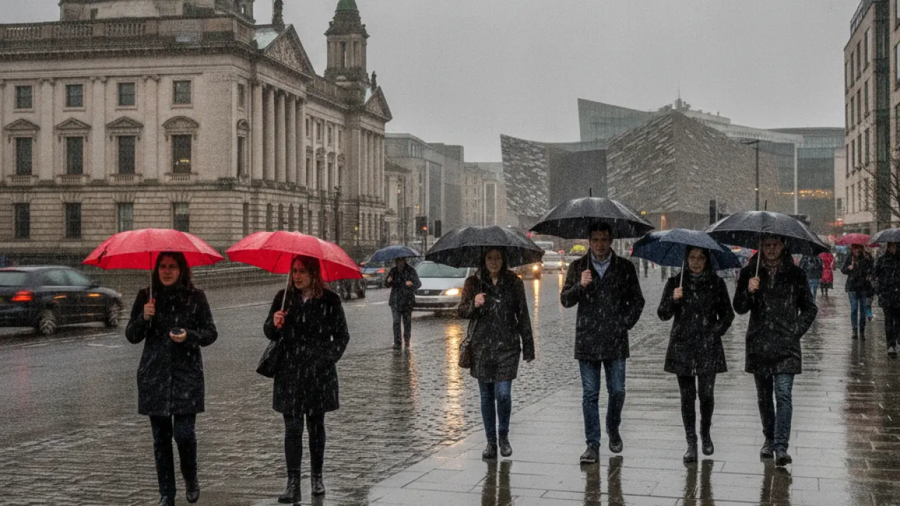 Belfast Northern Ireland rainy day one of rainiest UK cities