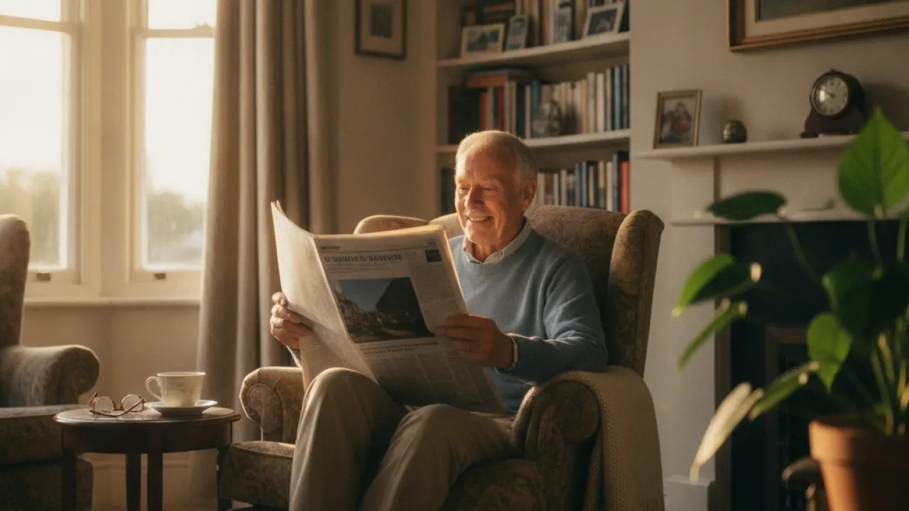 retired British man relaxing at home after planning how to save for retirement UK