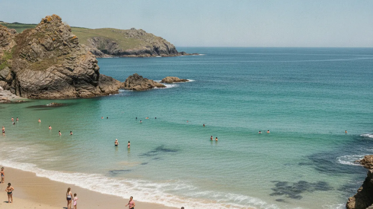 Cornwall coast sunny day UK sunshine south west England