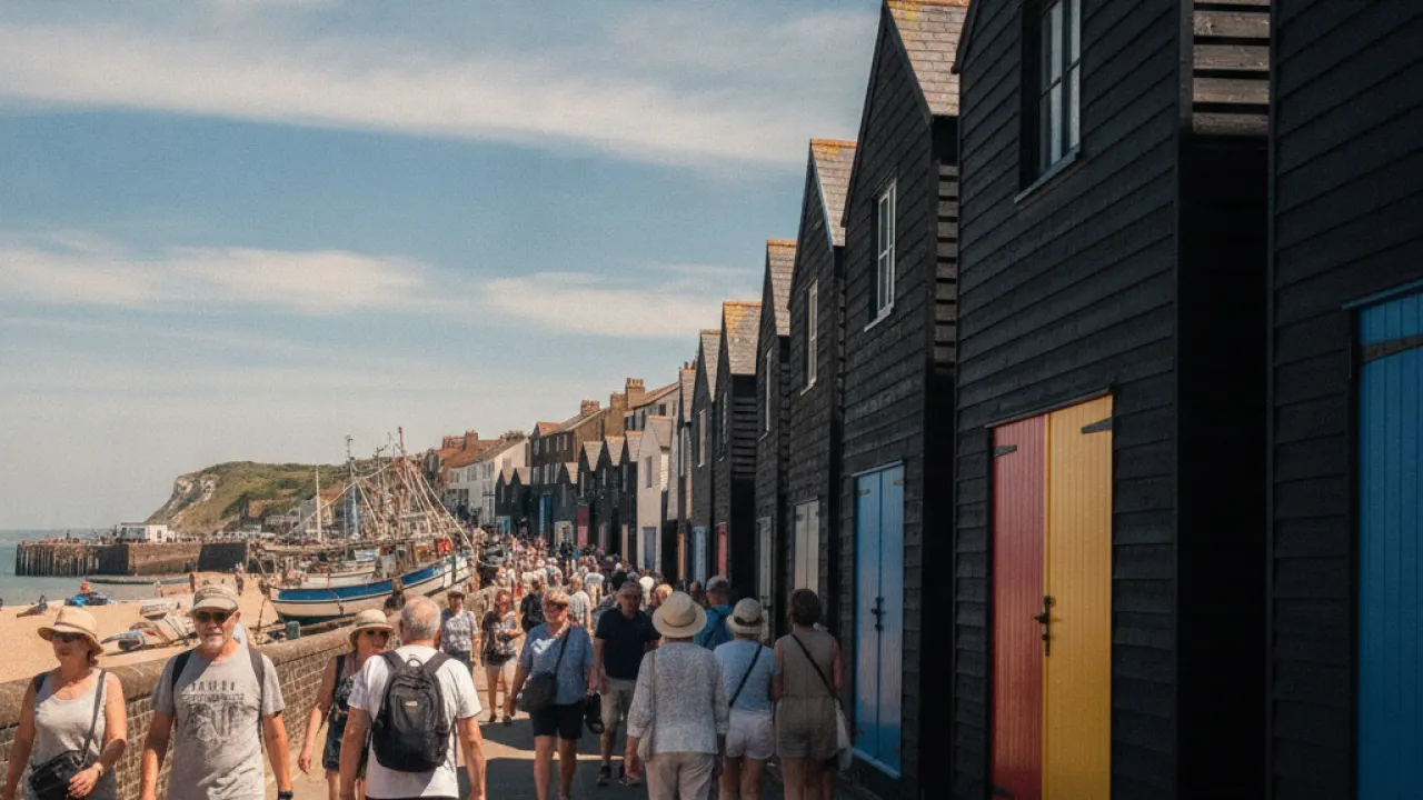 Hastings Old Town East Sussex on a sunny summer day