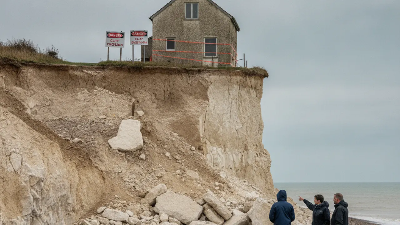 UK coastal erosion East Anglia crumbling cliffs climate change