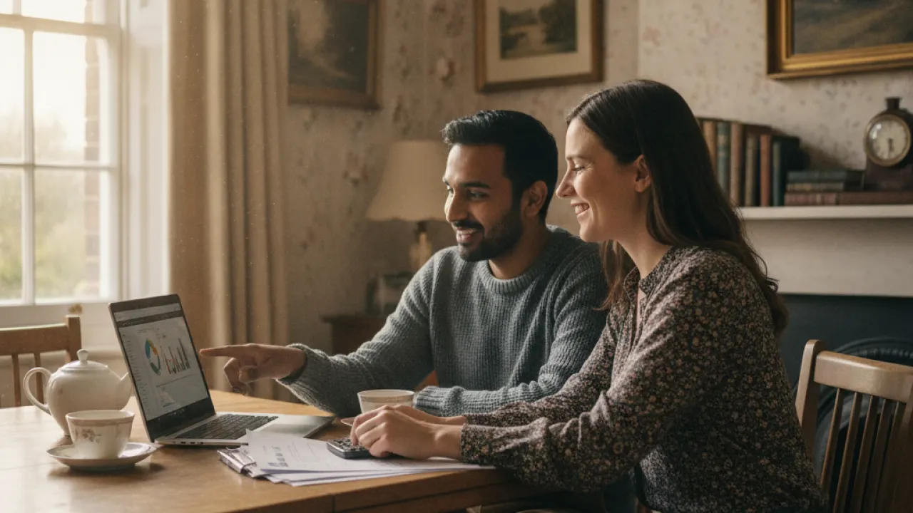 UK couple reviewing marriage allowance income tax savings at home