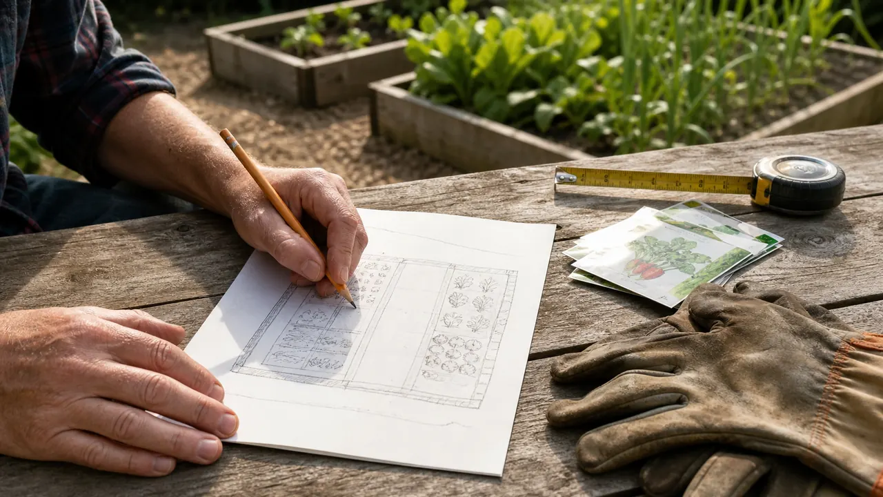 vegetable garden layout plan sketched before planting